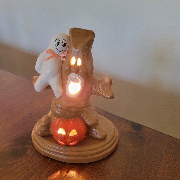Hand Crafted Other - vintage haunted tree and ghost with pumpkin light up decoration